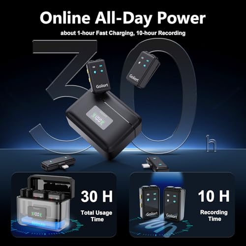 Wireless Lavalier Microphone for iPhone & Android with Charging Case - color: Light black