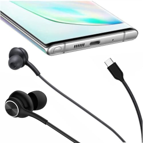 2026 Completely Upgraded Version Earbuds Stereo in-Ear Headphones 3-Year Warranty for Samsung Galaxy S25 S24 S23 S22 S21 S20, Note 10, 10+ with Microphone and Volume Remote Type-C Connector-Black - style: 2026 Completely Upgraded Version USB-C