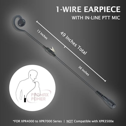 PROMAXPOWER [2-Pack] C-Shape Swivel Earpiece Headset with PTT Button & Microphone for Motorola Two-Way Radios XPR7350e, XPR7550, XPR7580, XiR-P8268, MTP850, APX4000 - size: 2-Pack