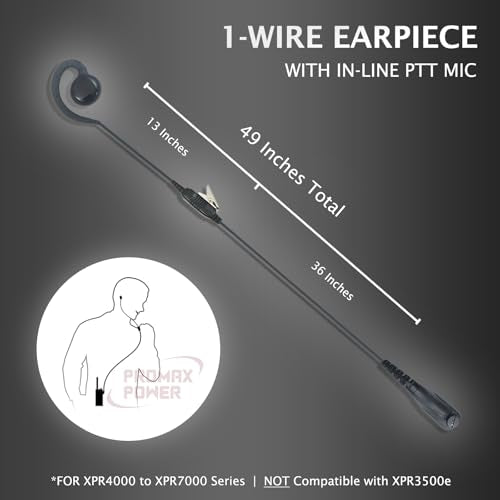 PROMAXPOWER [10-Pack] C-Shape Swivel Earpiece Headset with PTT Button & Microphone for Motorola Two-Way Radios XPR7350e, XPR7550, XPR7580, XiR-P8268, MTP850, APX4000 - size: 10-Pack