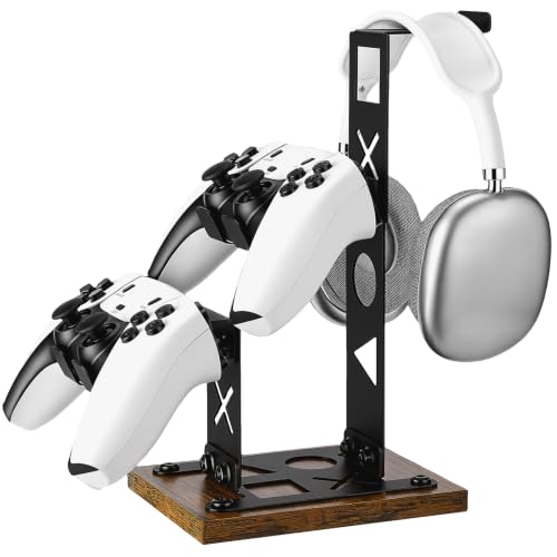 Gaming Headset Stand Game Headphone Organizer Controller Holder for Gamepad | Gaming Headphones Stand Gamepad Organizer Game Earphone Hanger Controller Hook for Desktop,Gaming Desk Accessories Black