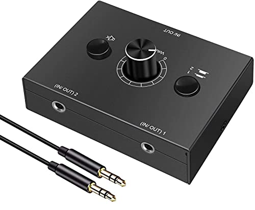 3.5mm Stereo Audio Switch Audio Switcher Passive Speaker Headphone Manual Selector Splitter Box Audio Sharing - size: 3.5mm Switch 2 Port