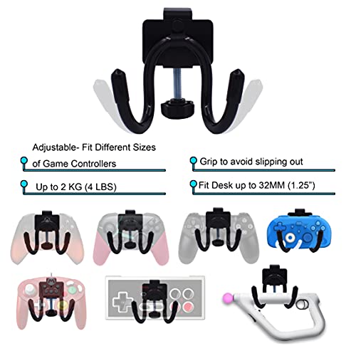 YYST Desk Mount Game Controller Holder Clamp On Hanger Holder Storage Rack Compatible with PS3/PS4/PS5/Xbox 360/Xbox One/S/X/Elite/Series S/Series X Controller, Pro Controller (1)