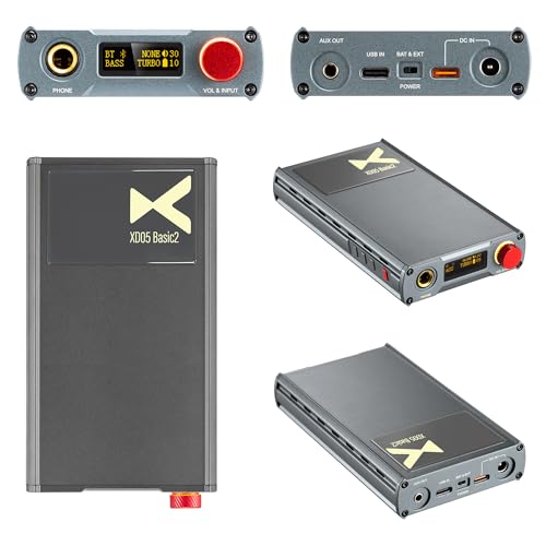 Xduoo XD05 BASIC2 Portable DAC Headphone Amplifier - CS43131 chip 32bit/384kHz DSD256 MQA 8X Output Power 750mW Gain Bass EQ Adjustment