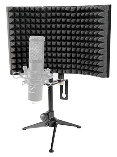 Rockville RCM02 Studio Condenser Microphone Bundle with Isolation Shield | Cardioid, 48V Phantom Power, XLR Output, Aluminum Body, Metal Shock Mount, RockShield 1 Dampening Foam, Podcast, 2-Items