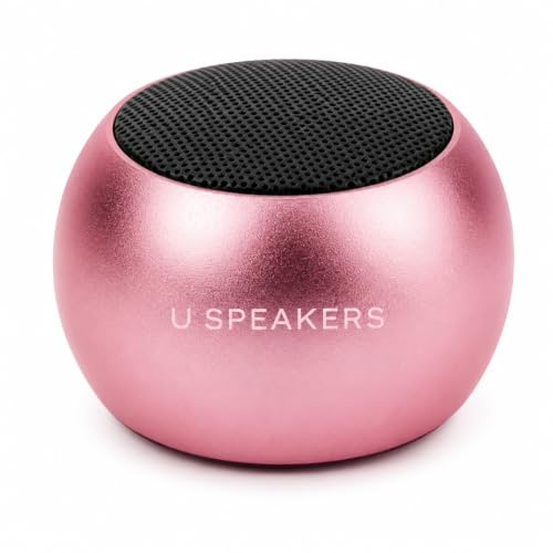 Fashionit U Mini, Tiny Bluetooth Speaker with Magnetic Base, Pink | aluminum shell, Wireless, TWS stereo pairing, 30 foot range, rechargeable battery, magnetic base, travel and gifting - color: Pink