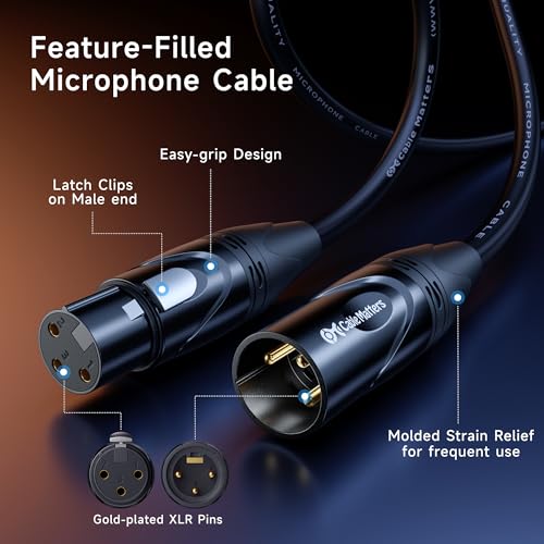 Cable Matters 2-Pack Premium XLR to XLR Cable, Microphone Cable, M-F, 6ft | Mic Cable, Male to Female, 21 AWG Oxygen-Free Copper (OFC), Black - size: 6 Feet