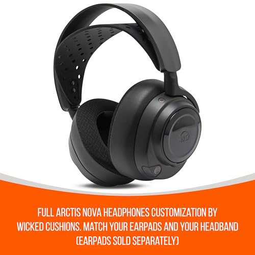 WC HeadbandZ Arctis Nova V2 - Upgraded Wide Silicone Headband Compatible with Arctis Nova Headsets by Wicked Cushions | Wider Weight-Distributing Design, Softer Flexible Silicone | Black - color: Black