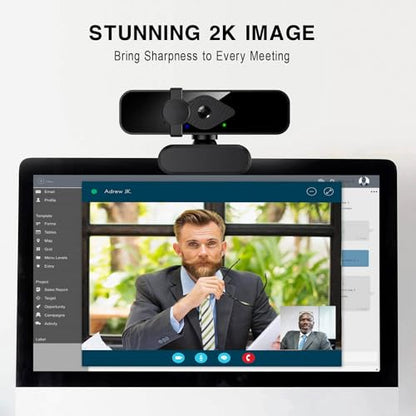 2K Webcam for PC, 85° View USB Computer Camera, with Noise Canceling Microphone & Privacy Cover, HD Web Cameras for Desktop Laptop Monitor Mac Streaming, Gaming & Video Calling - style: 2K Webcam