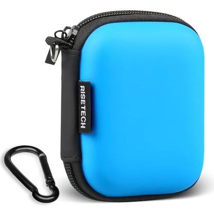 Earphone case, RISETECH Earbud Carrying Case Holder Hard EVA Headphone Small Zipper Pouch Compatible with Beats Fit Pro, TOZO A1, Bose Soundsport, EarPods, AirPods, Sony Wired Earbuds with Clip -Blue - color: Blue