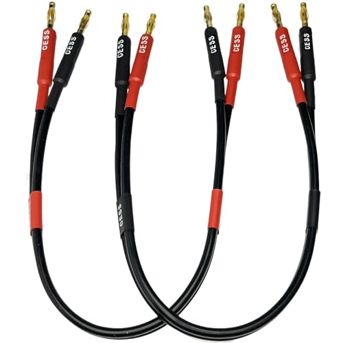 CNCESS CESS-037-2f Banana Plug Male to Male Speaker Cable 12 Gauge 680 Strand Count Silicone Soft Wire, 2 Cables (2 FEET) - size: 2 FEET