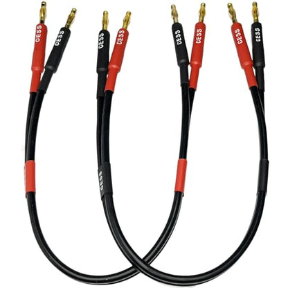 CNCESS CESS-037-2f Banana Plug Male to Male Speaker Cable 12 Gauge 680 Strand Count Silicone Soft Wire, 2 Cables (2 FEET) - size: 2 FEET