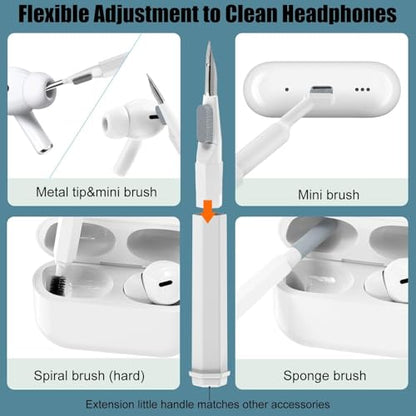 20 in 1 Multifunctional Cleaner Kit for Electronic Devices, Keyboard Cleaning Brush, Headphones Cleaner Kit for AirPods, Multi-Tool for Cleaning Laptop, Earbuds, Camera, Cellphones (White)