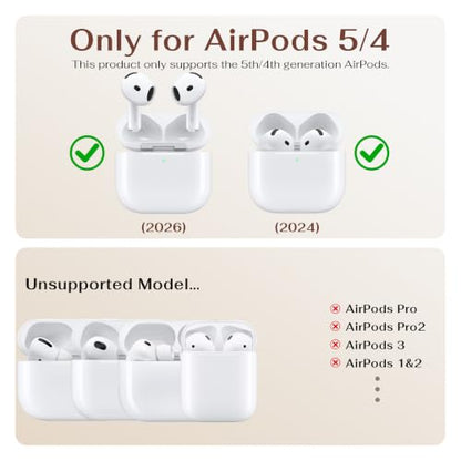 for AirPods 5/4 Case(2026/2024) with Double Safety Lock,Black White Stripes - color: Black White Stripes, size: AirPods 5/4 Case (2026/2024)