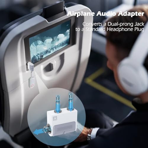 KAIY Dual 3.5mm Male to 3.5mm Female Airplane Headphone Adapter | Airplane Jack Adapter for Headphones Plane Splitter, Dual Jack Flight Connector for EVA Airlines/Delta/Emirates 2 Pack - color: Black Gray+white Gray