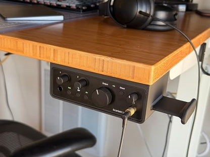 Under Desk Mount for Focusrite Scarlett Solo 4th Gen, Ventilated Space-Saving Audio Interface Bracket Holder (with Headphone Hook) - color: with Headphone Hook