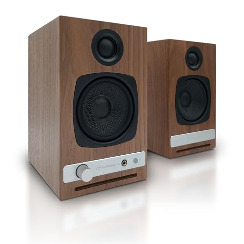 Audioengine A2 HD (HD3) Wireless Computer Speakers – Bluetooth Desktop | Speakers with DAC, Headphone Amplifier and USB Audio - Walnut - color: Walnut, style: HD