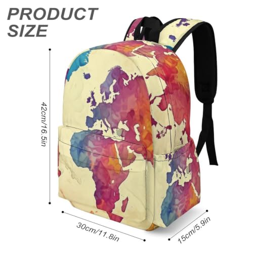 Travel Backpack for Women Men Carry On Backpack Coffee Collection Laptop Bag Lightweight Casual Daypack - color: Colorful Map