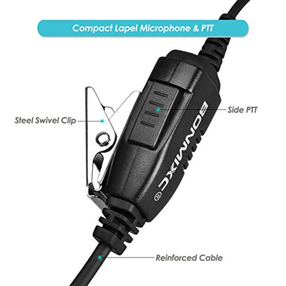2-Pack Walkie Talkie Earpiece with Mic 2.5mm/3.5mm 2-Pin for Motorola Radio | Two Way Radio Headset with PTT