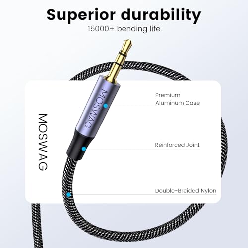 MOSWAG USB to 2.5mm TRS Audio Adapter, Nylon Braided Headphone Extension Cords for Windows, Linux, Android, PC, Laptop, Headphones - size: 10FT/3Meter