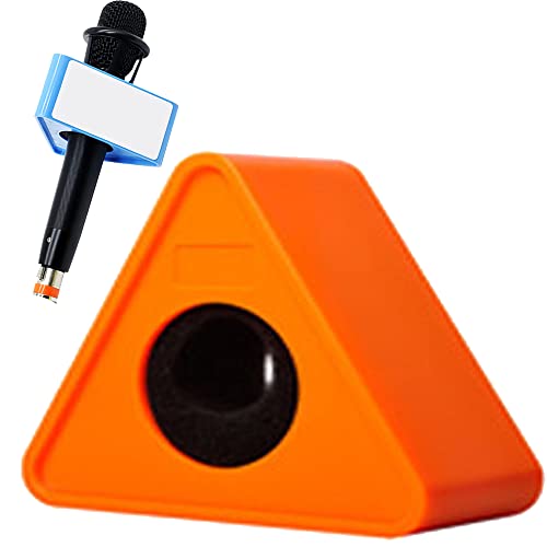 Custom Microphone Logo Live Equipment Box Cube Triangle Interview Box Karaoke mic Flags(Orange Triangle) - color: orange triangle