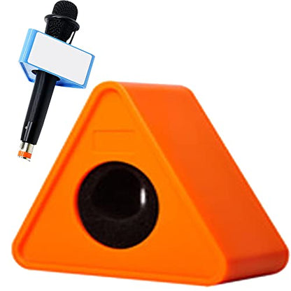 Custom Microphone Logo Live Equipment Box Cube Triangle Interview Box Karaoke mic Flags(Orange Triangle) - color: orange triangle