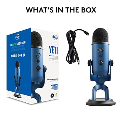 Logitech Creators Blue Yeti USB Microphone for PC, Mac, Gaming, Streaming, Podcasting, Studio and Computer Condenser Mic with Blue VO!CE Effects, 4 Pickup Patterns, Plug and Play - Midnight Blue | Mac, Gaming, Streaming, Podcasting, Studio and Computer Co