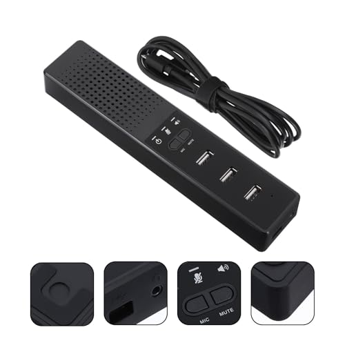 TEHAUX Mini Speaker USB Microphone for PC with 3 USB Interface Black