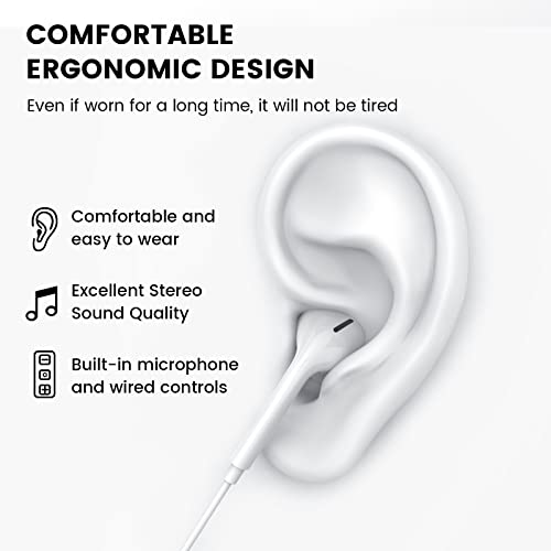 MOSWAG Wired Earbuds with Microphone, 3.5mm Jack in Ear Headphones with Microphone Suitable for Smartphones, Computers, Laptops, IPads, MP3 Players, Etc - color: White, size: 3 pack