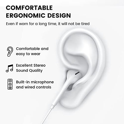 MOSWAG Wired Earbuds with Microphone, 3.5mm Jack in Ear Headphones with Microphone Suitable for Smartphones, Computers, Laptops, IPads, MP3 Players, Etc - color: White, size: 3 pack