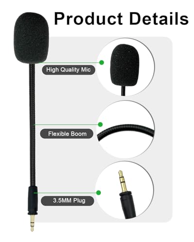 Replacement Microphone for Turtle Beach Ear Force XO Three XO Four Stealth Recon 150 50 50X 50P 60P Xbox One 400 420x 450 500p 520 Gaming Headsets Boom Mic for PS5 PC, 3.5 mm Jack