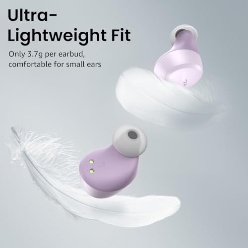 TOZO A1 Wireless Earbuds Bluetooth 5.3 Light Weight in Ear Headphones | IPX5 Waterproof, 2 Mics for AI Calls, Immersive Premium Sound Bass Ear buds with Charging Case, 32 Presets EQ via TOZO App - color: Light Purple
