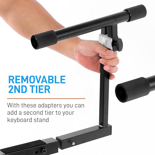 PYLE Heavy-Duty Multi-Functional Music Stand - Z Style & Portable, 2nd Tier, Height & with Adjustment, Digital Keyboard Stand, Rack Case w/Ergonomic Design, for Home Studio etc. - Pyle PKST2TZ , black - style: Two Tier