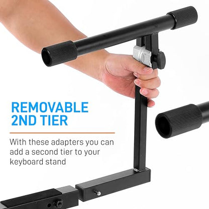PYLE Heavy-Duty Multi-Functional Music Stand - Z Style & Portable, 2nd Tier, Height & with Adjustment, Digital Keyboard Stand, Rack Case w/Ergonomic Design, for Home Studio etc. - Pyle PKST2TZ , black - style: Two Tier