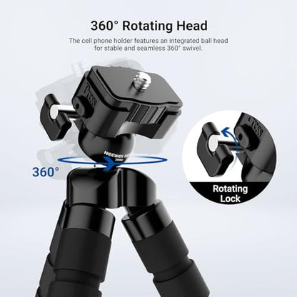 NEEWER Basics Flexible Phone Tripod, Mini Small Octopus Desk Stand, TP001 | Vlog Selfie Stick Holder for Cell Phone Camera, Compatible with iPhone GoPro DJI Insta 360 Action Camera, for Video Recording - style: TP001