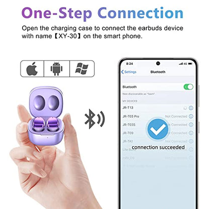 ELOVEN Wireless Earbuds Deep Bass Stereo Sound Bluetooth Earbuds 120H True | Wireless Headphones with Ear Caps (S/M/L) for Samsung S26/S25/S24/S23/S22 Ultra Z Flip 5/4/3/Fold 5/4 iPhone 17/16/15 Purple - color: Purple