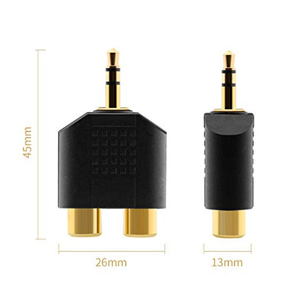 Oxsubor 3.5mm to RCA Splitter Adapter Gold Plated 3.5mm Male Stereo to 2 RCA Female Jack Y Plug Audio Converter (2 Pack)