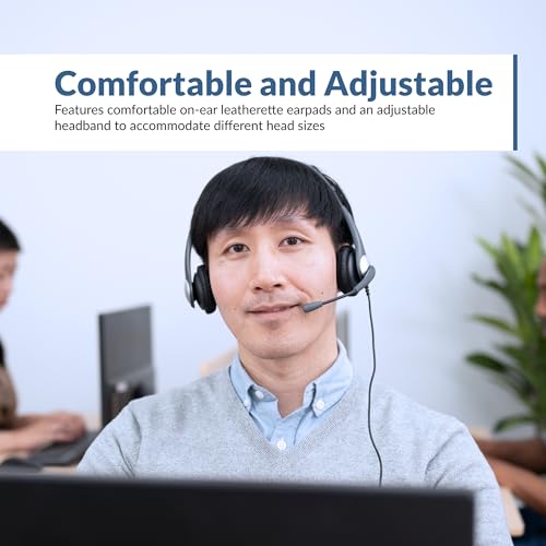 Cyber Acoustics AC-204 Stereo Headset with Ambidextrous Boom Mic | Great for VoIP and Gaming, Leatherette Earpads, Includes Y-Adapter, PC and Mac Compatible - style: Stereo Headset