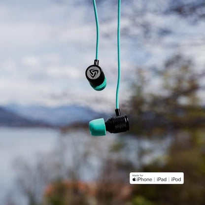 LUDOS Ultra iPhone Wired Headphones Earbuds Earphones with Lightning Connector Apple MFi Certified, 5 Years Warranty, for iPhone 14 13 12 11 Pro Max X XS XR 8 7 Plus with Microphone - Turquoise - color: Turquoise, style: Lightning