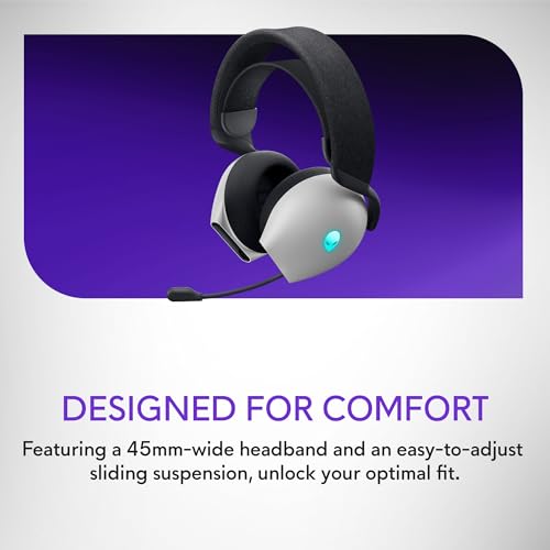 Alienware Wireless Gaming Headset AW725H | Bluetooth / 2.4GHz, Hi-Res Audio, Dolby Atmos, RGB Lighting, Lunar Light - color: Lunar Light