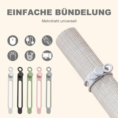 Data Cable Organizer, Upgrade Reusable Silicone Cable Ties Management Organizer, Elastic Cord Organizers for Bundling and Fastening Cables, Office, Desk, Cruise, Travel (30)