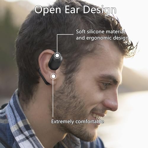 Sainellor 2025 Latest Open-Ear Air Conduction Headphones, 56H Playtime Bluetooth 5.2 Wireless Earbuds, IPX5 Waterproof Sport Earphones, Touch Control, Noise Isolating Running Headset (Black)