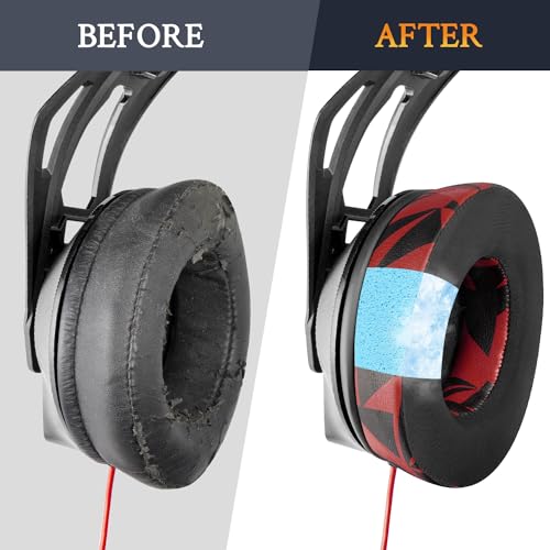 SOULWIT Earpads Replacement for Plantronics (Poly) Rig 400(400Pro HC, 400HS, 400HX, 400HA), 500(500E, 500HD, 500HX, 500HS)/505(505HS)/515(515HD) Headset - Rig CG Red Storm