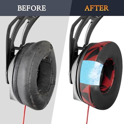 SOULWIT Earpads Replacement for Plantronics (Poly) Rig 400(400Pro HC, 400HS, 400HX, 400HA), 500(500E, 500HD, 500HX, 500HS)/505(505HS)/515(515HD) Headset - Rig CG Red Storm
