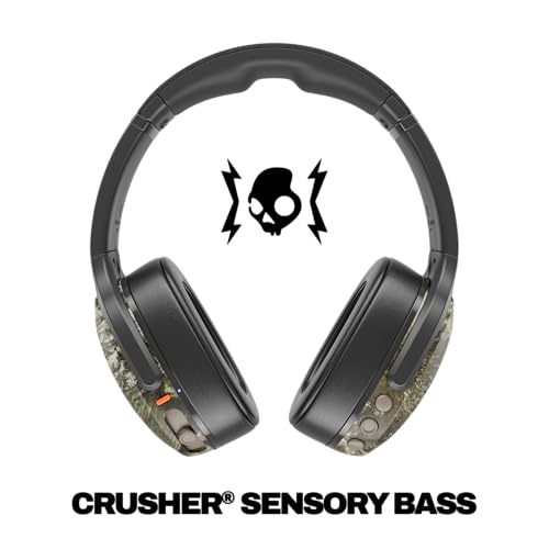 Skullcandy Crusher Evo Wireless Over-Ear Headphones - Realtree APX | Multi-Sensory Bass, Noise Isolating Over-Ear Fit, 40 Hours Battery, Microphone, Working Out, Gym, Travel, Studying, Music - color: Realtree APX Black/Orange