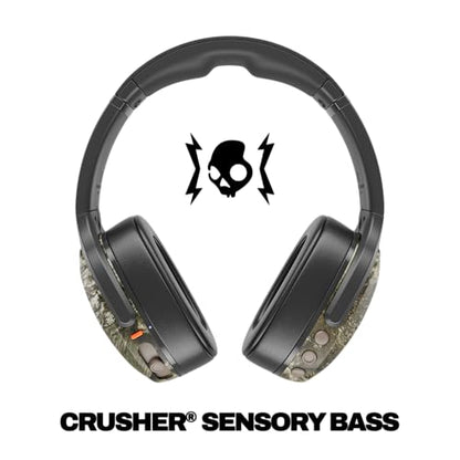 Skullcandy Crusher Evo Wireless Over-Ear Headphones - Realtree APX | Multi-Sensory Bass, Noise Isolating Over-Ear Fit, 40 Hours Battery, Microphone, Working Out, Gym, Travel, Studying, Music - color: Realtree APX Black/Orange