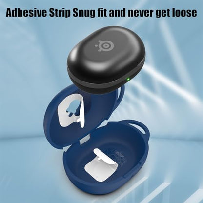 for Steelseries Arctis Gamebuds Silicone Case, Unisex Soft Protective Gamebuds Case, Only Compatible with Steelseries Gamebuds with Carabiner, Dark Blue - color: Dark Blue