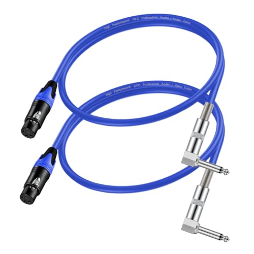 (2PACK / 1.5FT) XLR Female to 1/4 TS Right Angle,1/4 TS Right Angle to XLR Female Micphone Cable, for Micphone Mixer、Instruments - size: 1.5 FT