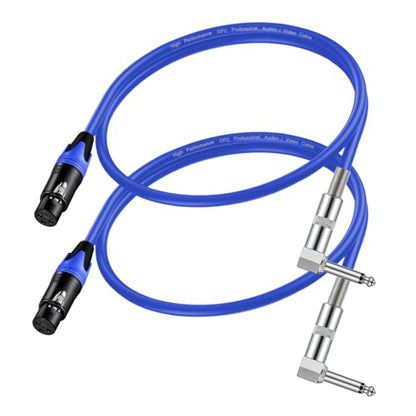 (2PACK / 1.5FT) XLR Female to 1/4 TS Right Angle,1/4 TS Right Angle to XLR Female Micphone Cable, for Micphone Mixer、Instruments - size: 1.5 FT
