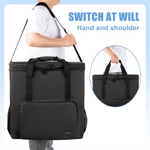 CURMIO Double-Layer PC Carrying Case, Computer Travel Bag for Tower, Black | Computer Desktop Tower Case with Shoulder Straps Fit ATX/M-ATX Motherboards, Keyboard, Mouse, Cables & Earphones - color: Black